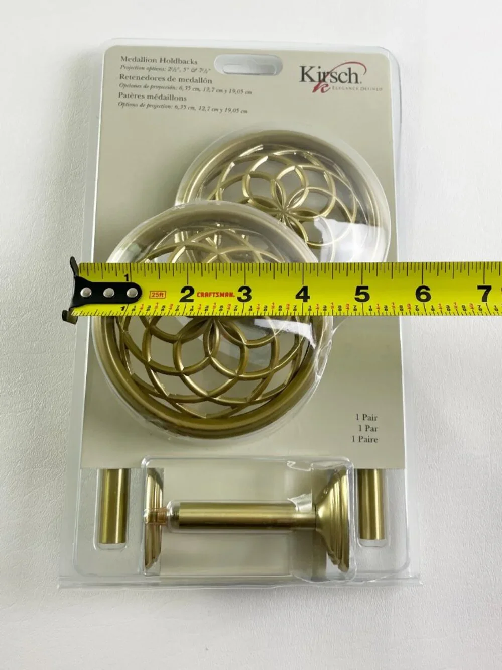 Kirsch Medallion Holdbacks Satin Brass 2 Pairs K30